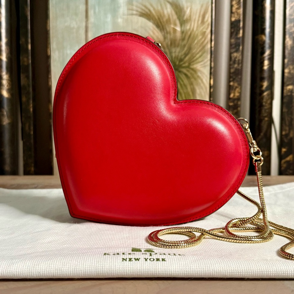 RARE Kate Spade Red Leather Heart Crossbody Shoulder Bag - Picture 3 of 10